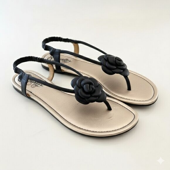Seychelles Jayne Women's Black Used Leather Rose Strap Sandals 9.5 - Picture 7 of 13